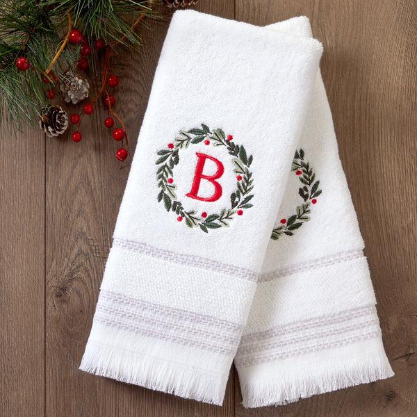 Skl Home Wreath Monogram “B” 2-Piece Hand Towel Set White