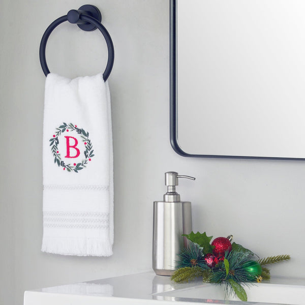 Skl Home Wreath Monogram “B” 2-Piece Hand Towel Set White
