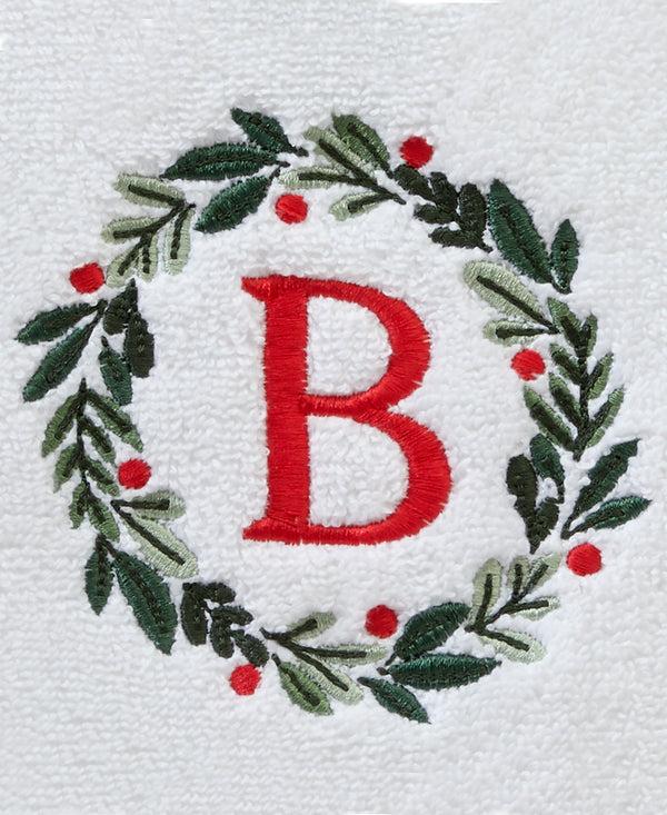 Skl Home Wreath Monogram “B” 2-Piece Hand Towel Set White