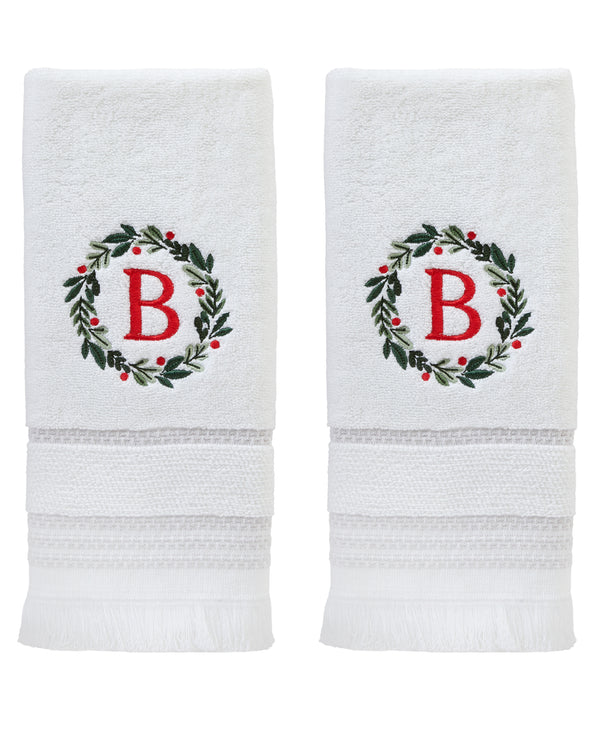 skl home Wreath Monogram “B” 2-Piece Hand Towel Set White