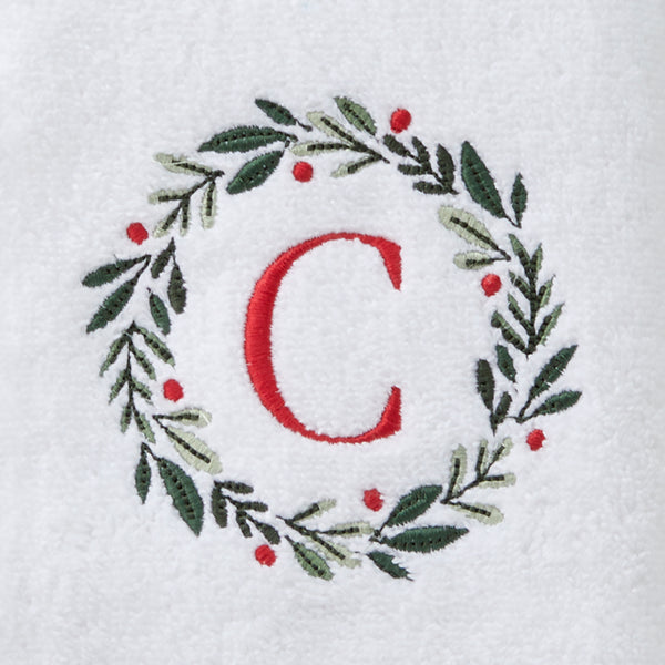 Skl Home Wreath Monogram “C” 2-Piece Hand Towel Set White