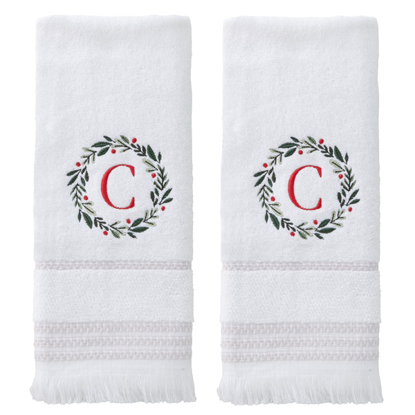 skl home Wreath Monogram “C” 2-Piece Hand Towel Set White