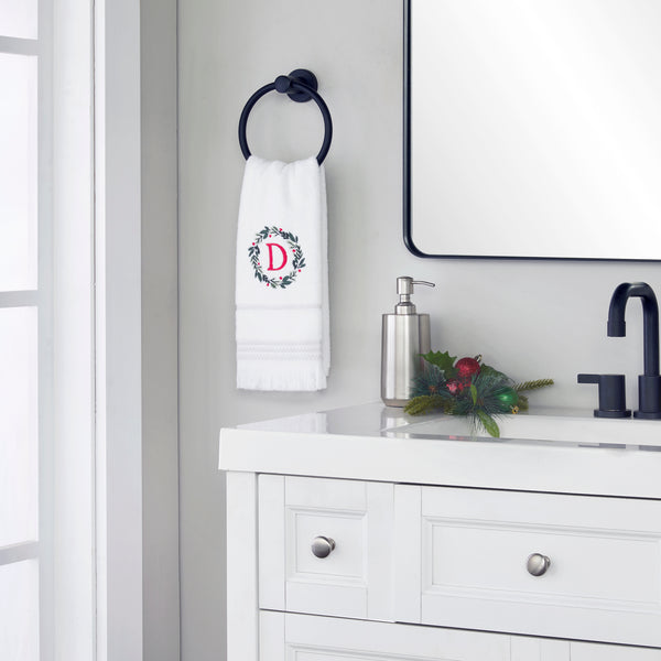 Skl Home Wreath Monogram “D” 2-Piece Hand Towel Set White