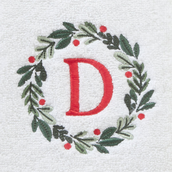 Skl Home Wreath Monogram “D” 2-Piece Hand Towel Set White