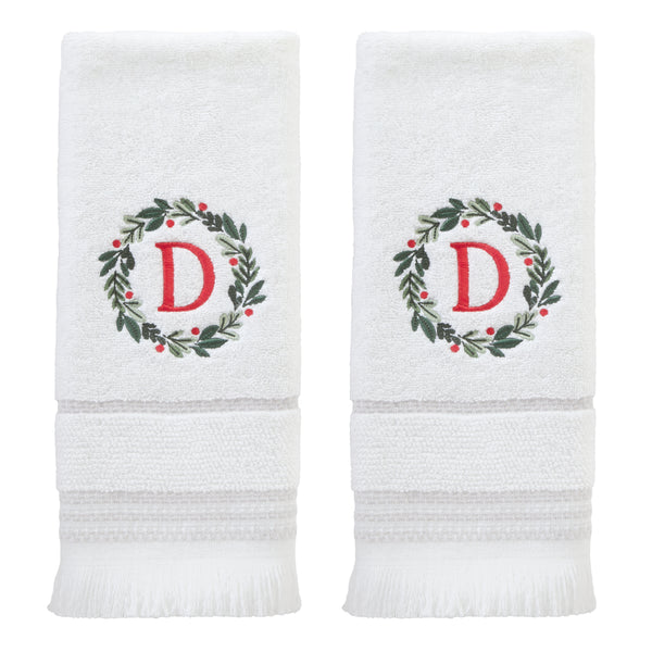 skl home Wreath Monogram “D” 2-Piece Hand Towel Set White