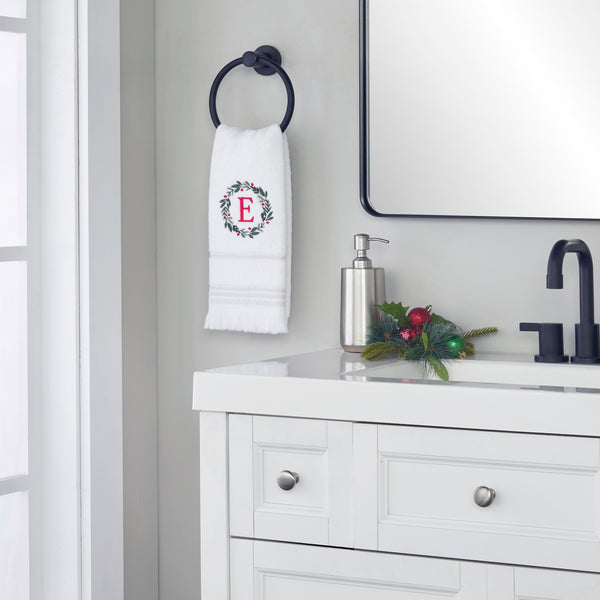 Skl Home Wreath Monogram “E" 2-Piece Hand Towel Set White