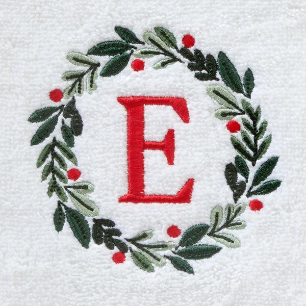 Skl Home Wreath Monogram “E" 2-Piece Hand Towel Set White