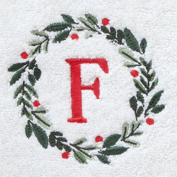 Skl Home Wreath Monogram “F" 2-Piece Hand Towel Set White