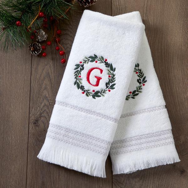 Skl Home Wreath Monogram “G" 2-Piece Hand Towel Set White