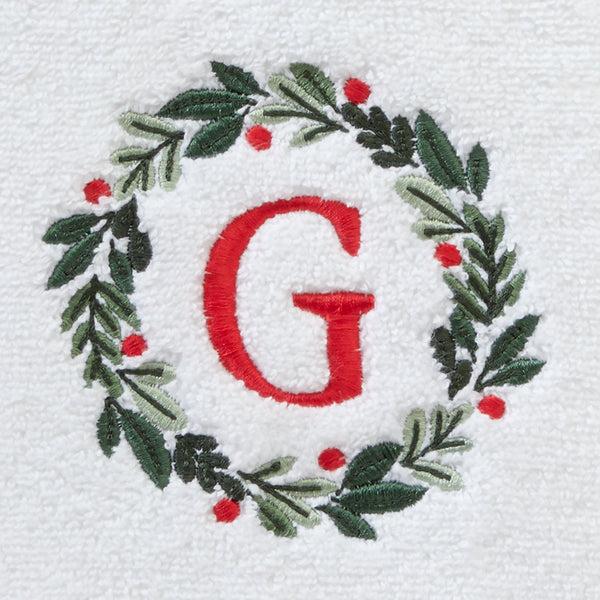 Skl Home Wreath Monogram “G" 2-Piece Hand Towel Set White