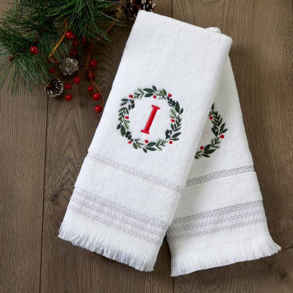 Skl Home Wreath Monogram “I" 2-Piece Hand Towel Set White