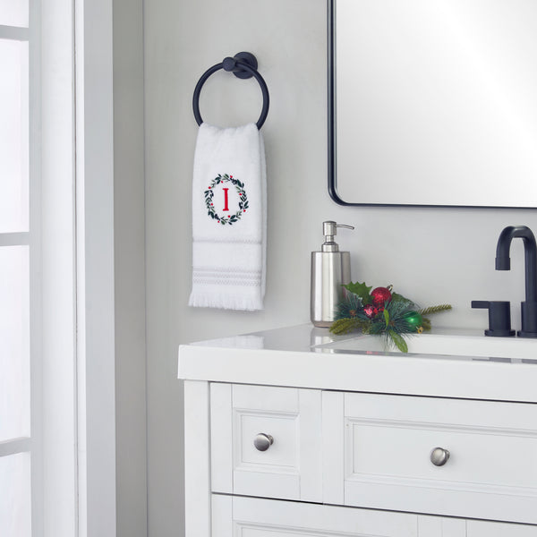 Skl Home Wreath Monogram “I" 2-Piece Hand Towel Set White