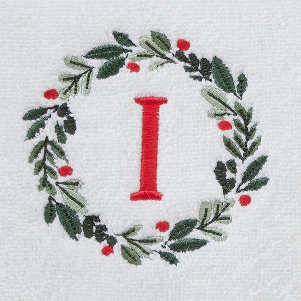 Skl Home Wreath Monogram “I" 2-Piece Hand Towel Set White