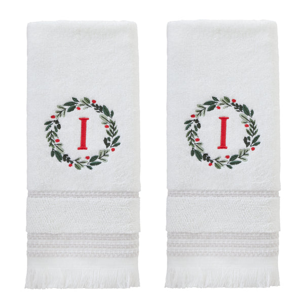 skl home Wreath Monogram “I" 2-Piece Hand Towel Set White