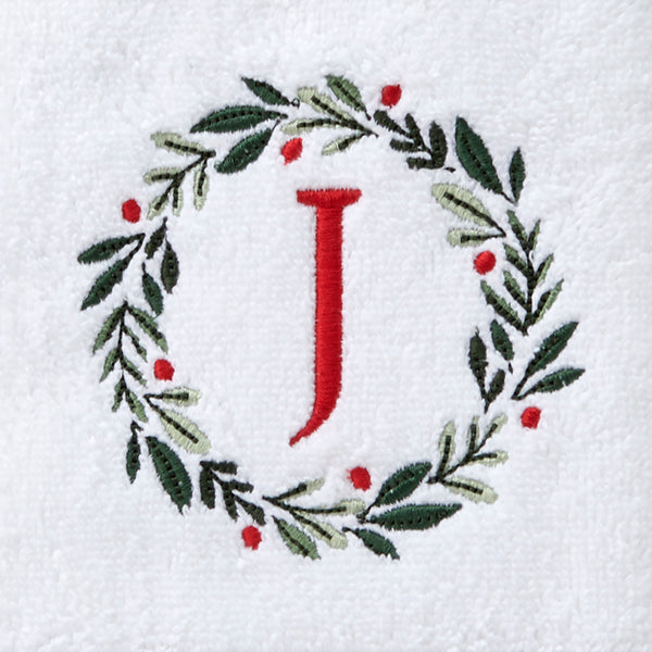 Skl Home Wreath Monogram “J" 2-Piece Hand Towel Set White