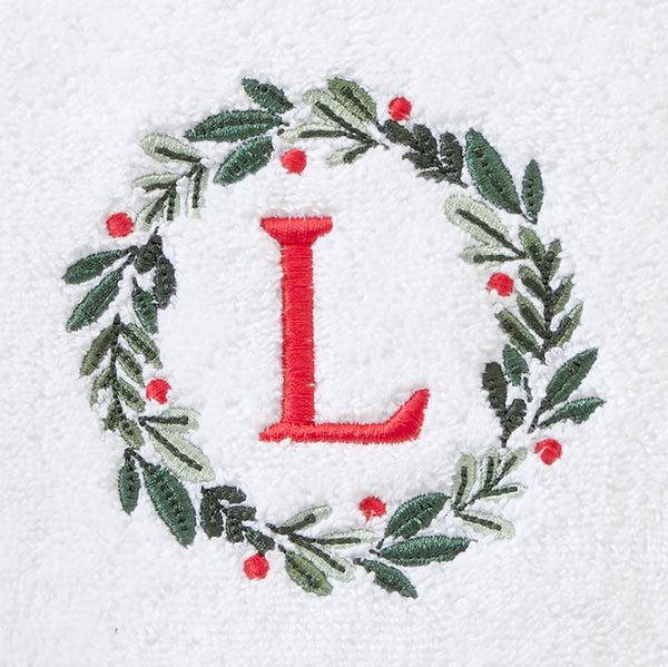 Skl Home Wreath Monogram “L" 2-Piece Hand Towel Set White