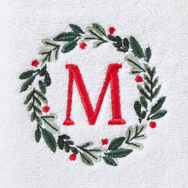 Skl Home Wreath Monogram “M" 2-Piece Hand Towel Set White