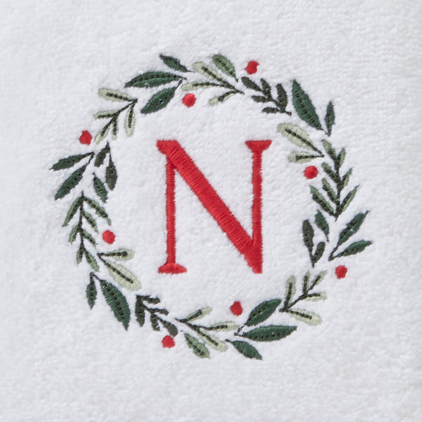 Skl Home Wreath Monogram “N" 2-Piece Hand Towel Set White