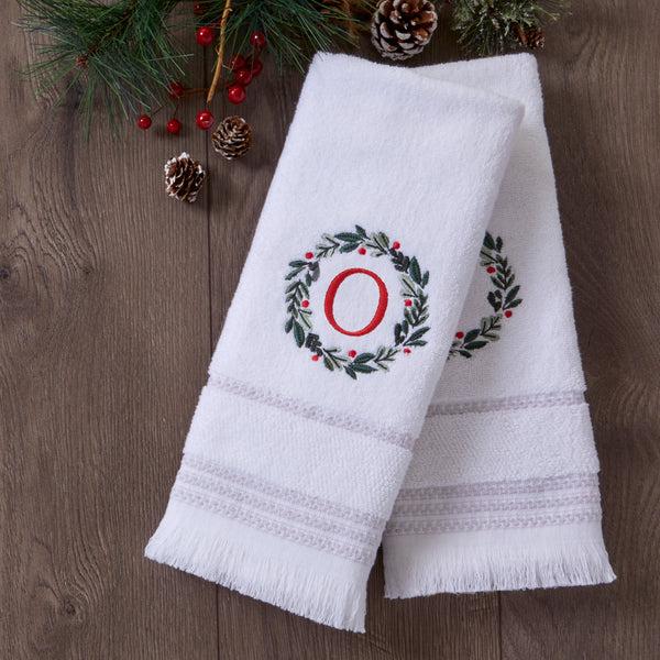Skl Home Wreath Monogram “O" 2-Piece Hand Towel Set White