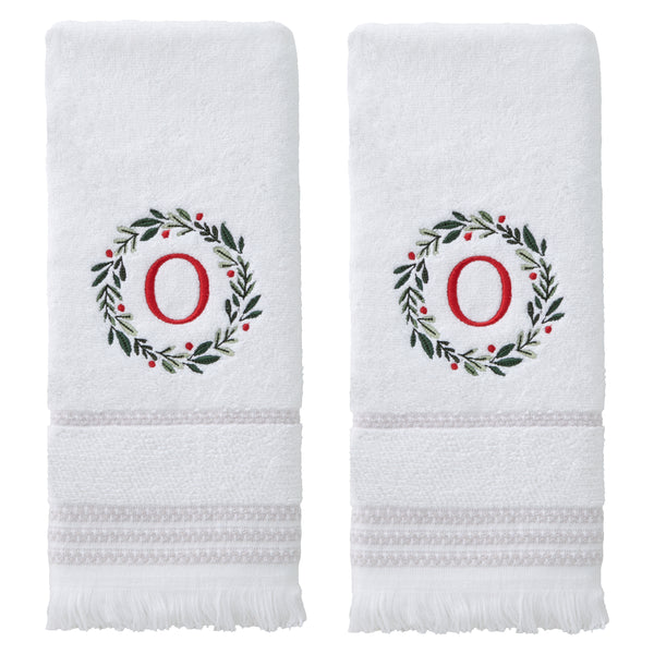 skl home Wreath Monogram “O" 2-Piece Hand Towel Set White