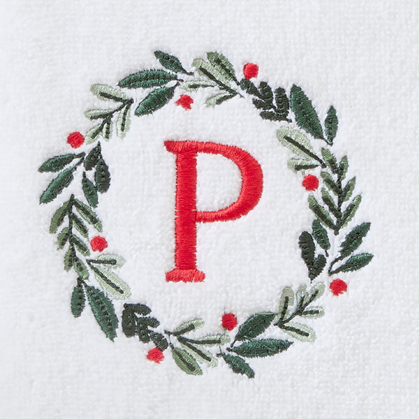 Skl Home Wreath Monogram “P" 2-Piece Hand Towel Set White