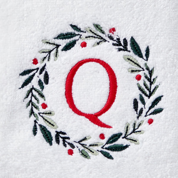 Skl Home Wreath Monogram “Q" 2-Piece Hand Towel Set White