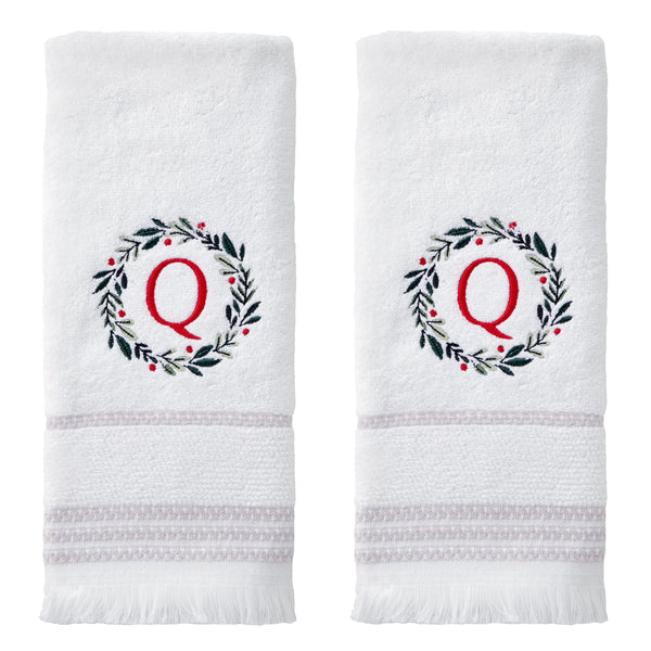 skl home Wreath Monogram “Q" 2-Piece Hand Towel Set White