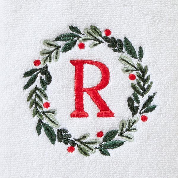 Skl Home Wreath Monogram “R" 2-Piece Hand Towel Set White