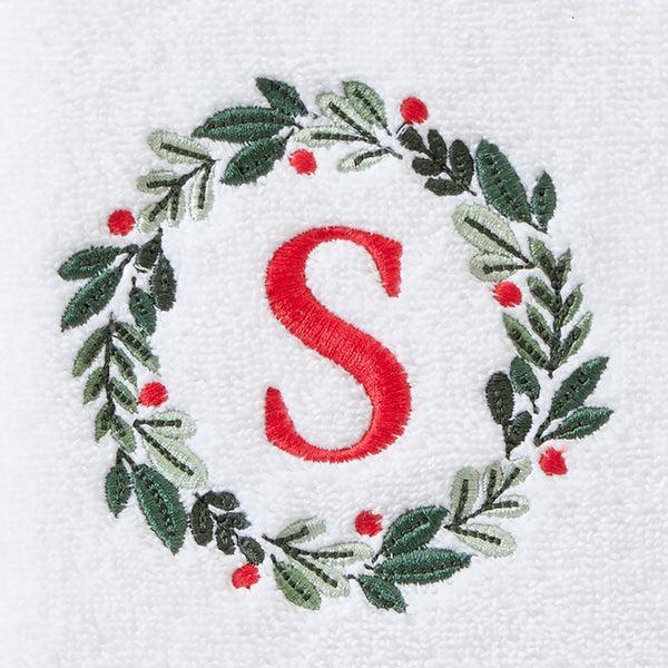 Skl Home Wreath Monogram “S" 2-Piece Hand Towel Set White