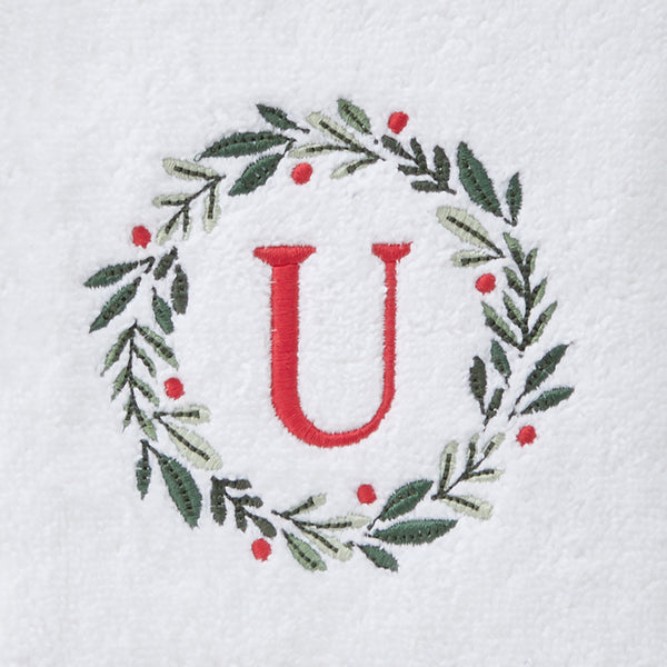 Skl Home Wreath Monogram “U" 2-Piece Hand Towel Set White