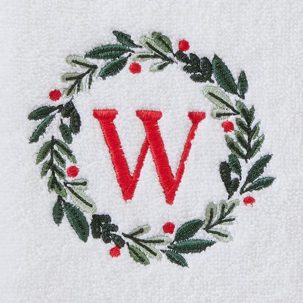 Skl Home Wreath Monogram “W" 2-Piece Hand Towel Set White