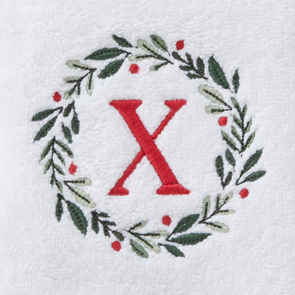 Skl Home Wreath Monogram “X" 2-Piece Hand Towel Set White