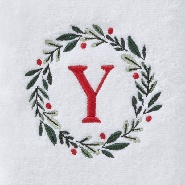 Skl Home Wreath Monogram “Y" 2-Piece Hand Towel Set White