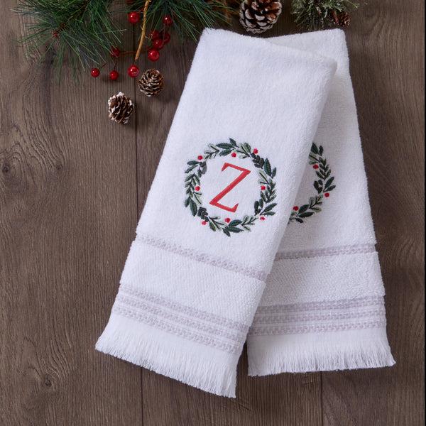 Skl Home Wreath Monogram “Z" 2-Piece Hand Towel Set White