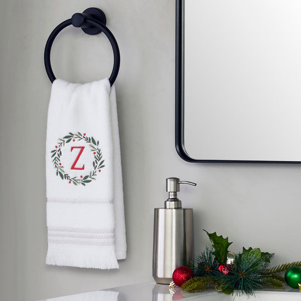 Skl Home Wreath Monogram “Z" 2-Piece Hand Towel Set White