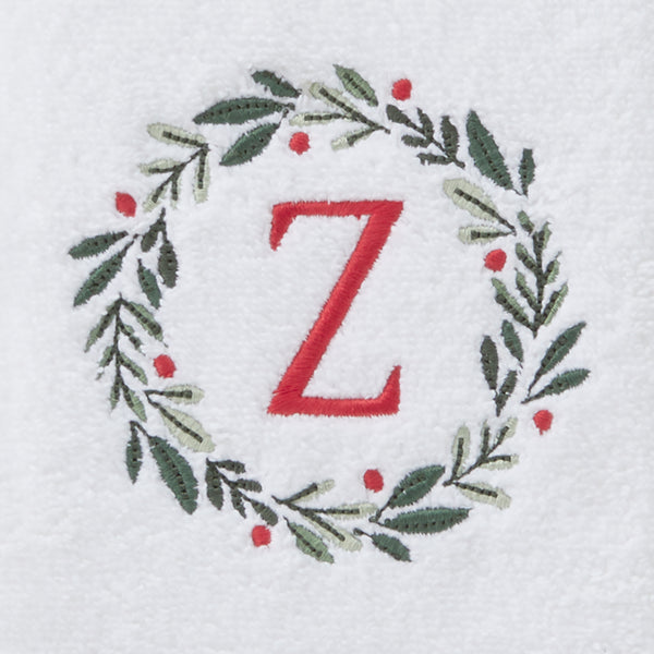 Skl Home Wreath Monogram “Z" 2-Piece Hand Towel Set White