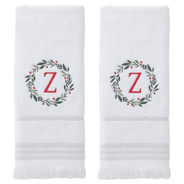skl home Wreath Monogram “Z" 2-Piece Hand Towel Set White