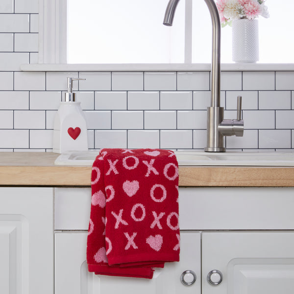 skl Home XOXO Jacquard 2-Piece Hand Towel Set Red/Pink