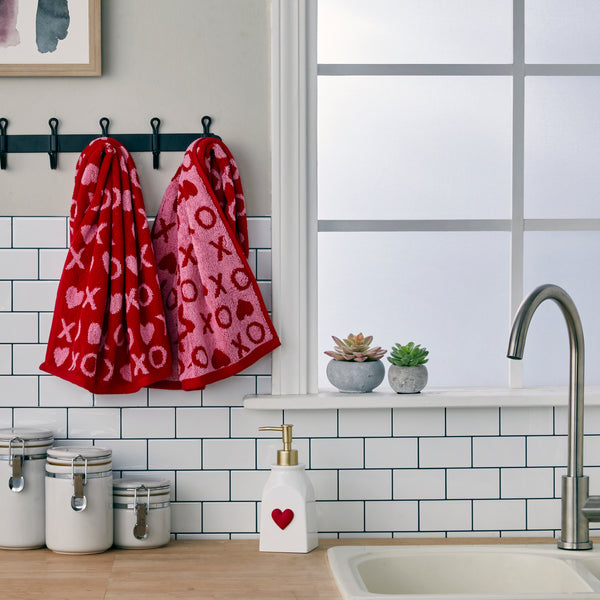 skl Home XOXO Jacquard 2-Piece Hand Towel Set Red/Pink