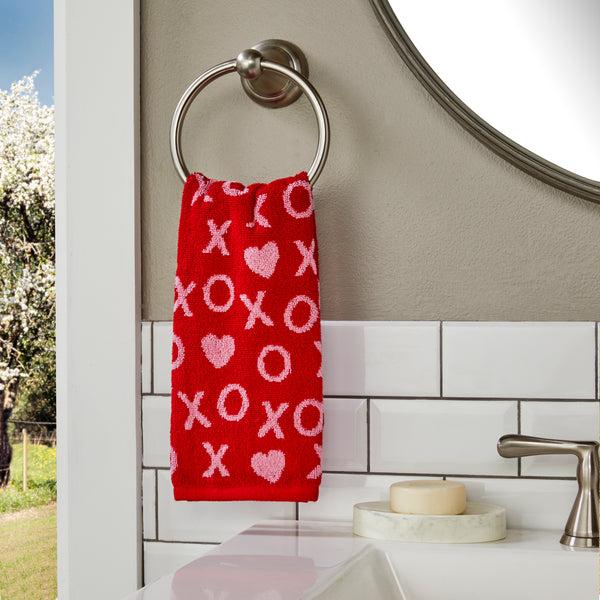 skl Home XOXO Jacquard 2-Piece Hand Towel Set Red/Pink