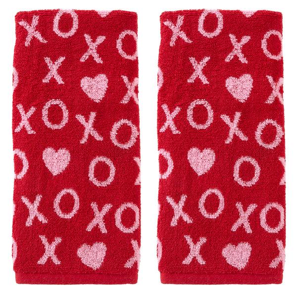 skl home XOXO Jacquard 2-Piece Hand Towel Set Red/Pink