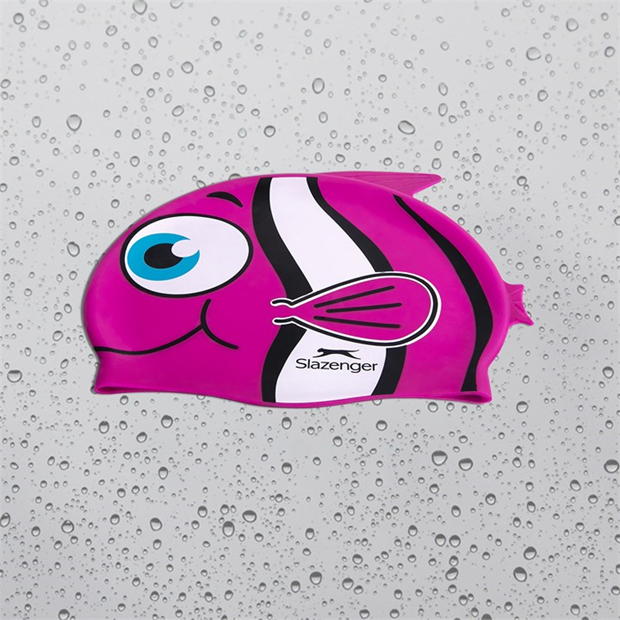 Slazenger Slazenger Fish Print Silicone Swimming Cap Childrens