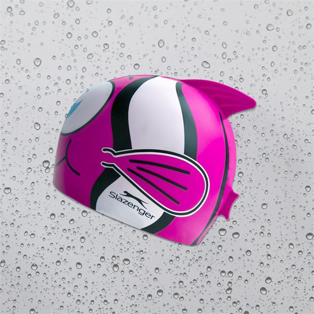 Slazenger Slazenger Fish Print Silicone Swimming Cap Childrens