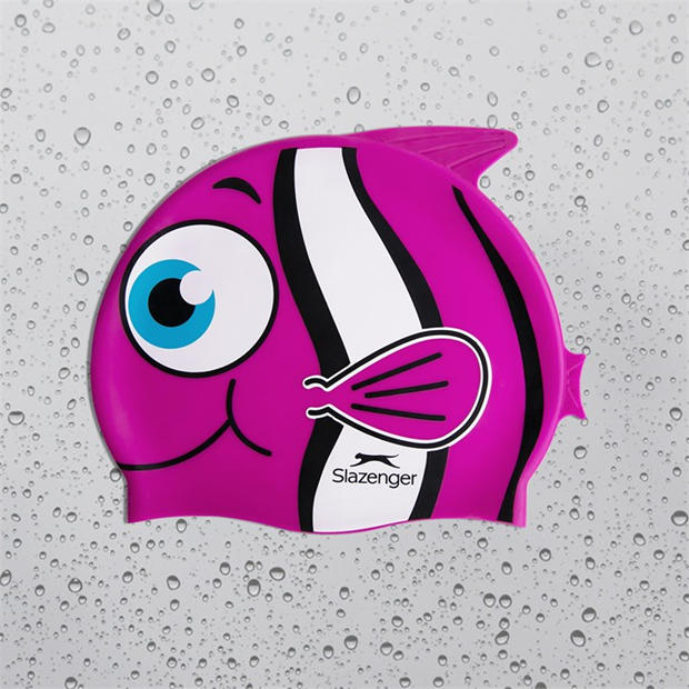 slazenger Slazenger Fish Print Silicone Swimming Cap Childrens