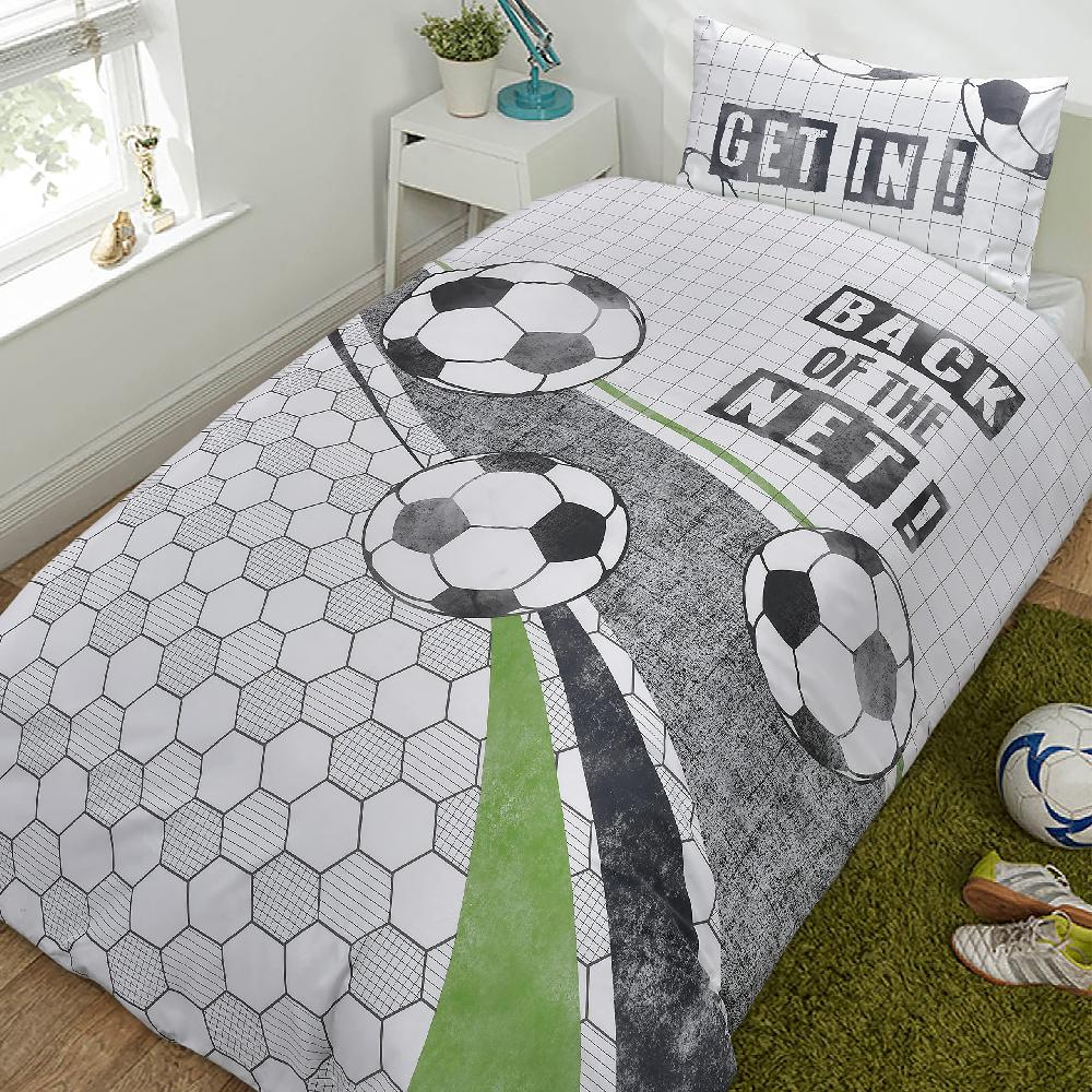 sleepdown "Back of The Net" - Reversible Duvet Cover & Pillowcase Set