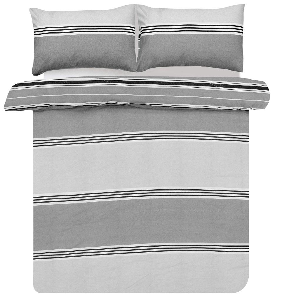 Sleepdown Banded Stripe - Reversible Duvet Cover & Pillowcase Set