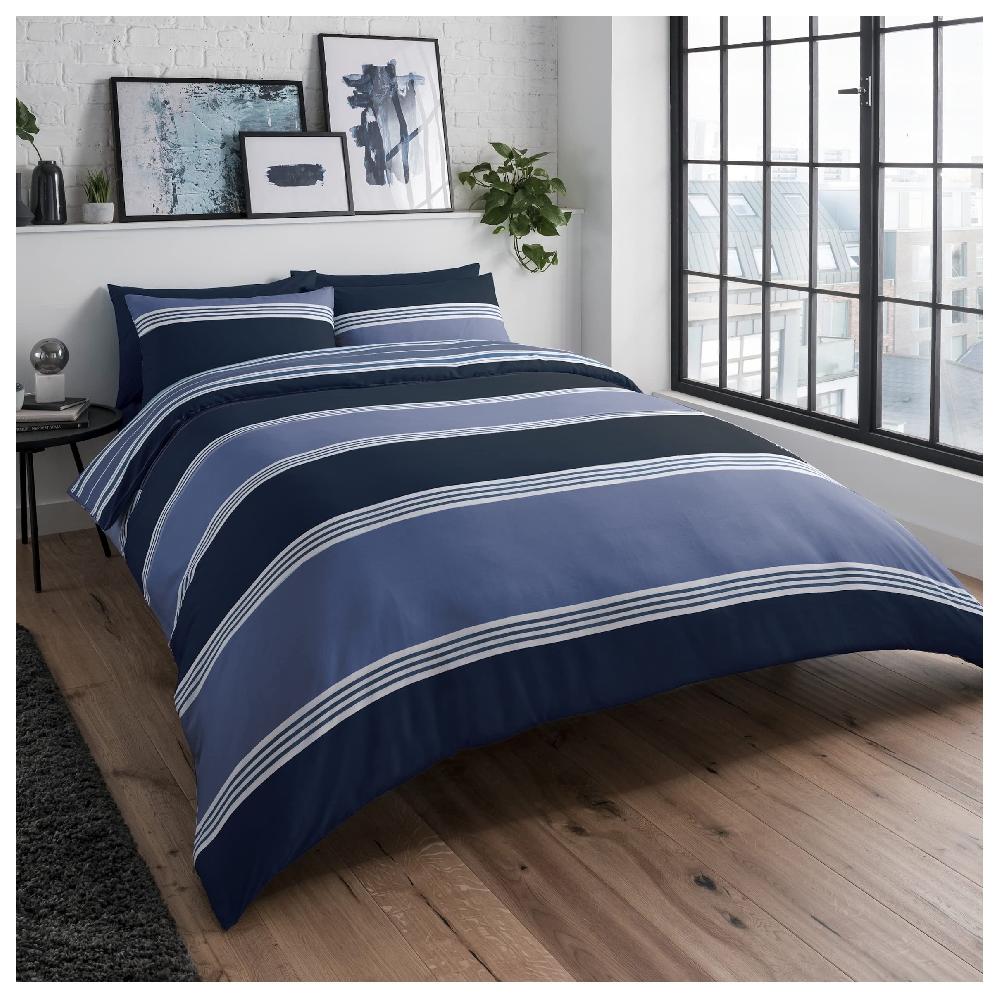 sleepdown Banded Stripe - Reversible Duvet Cover & Pillowcase Set