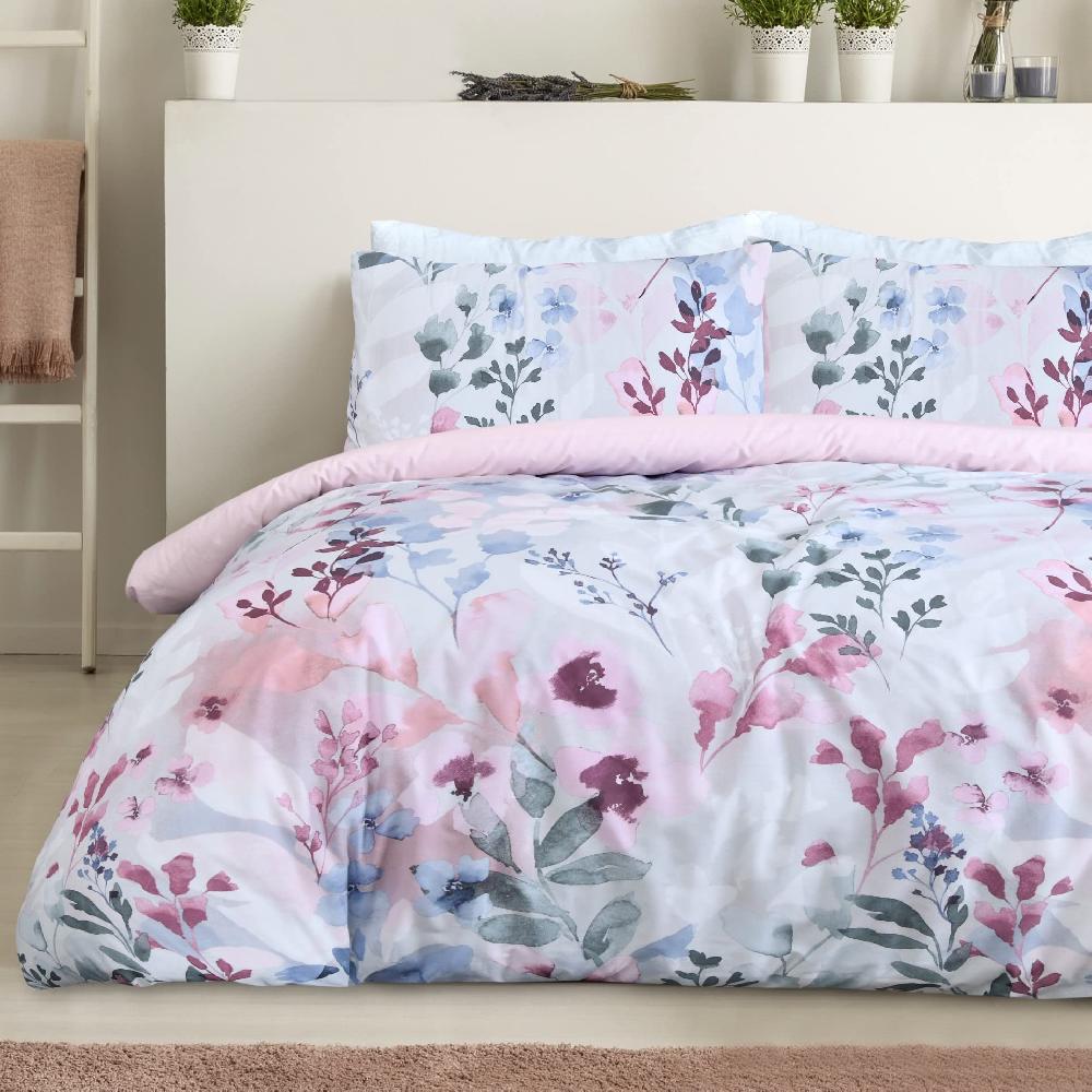 sleepdown Botanical Leaves - Reversible Duvet Cover & Pillowcase Set