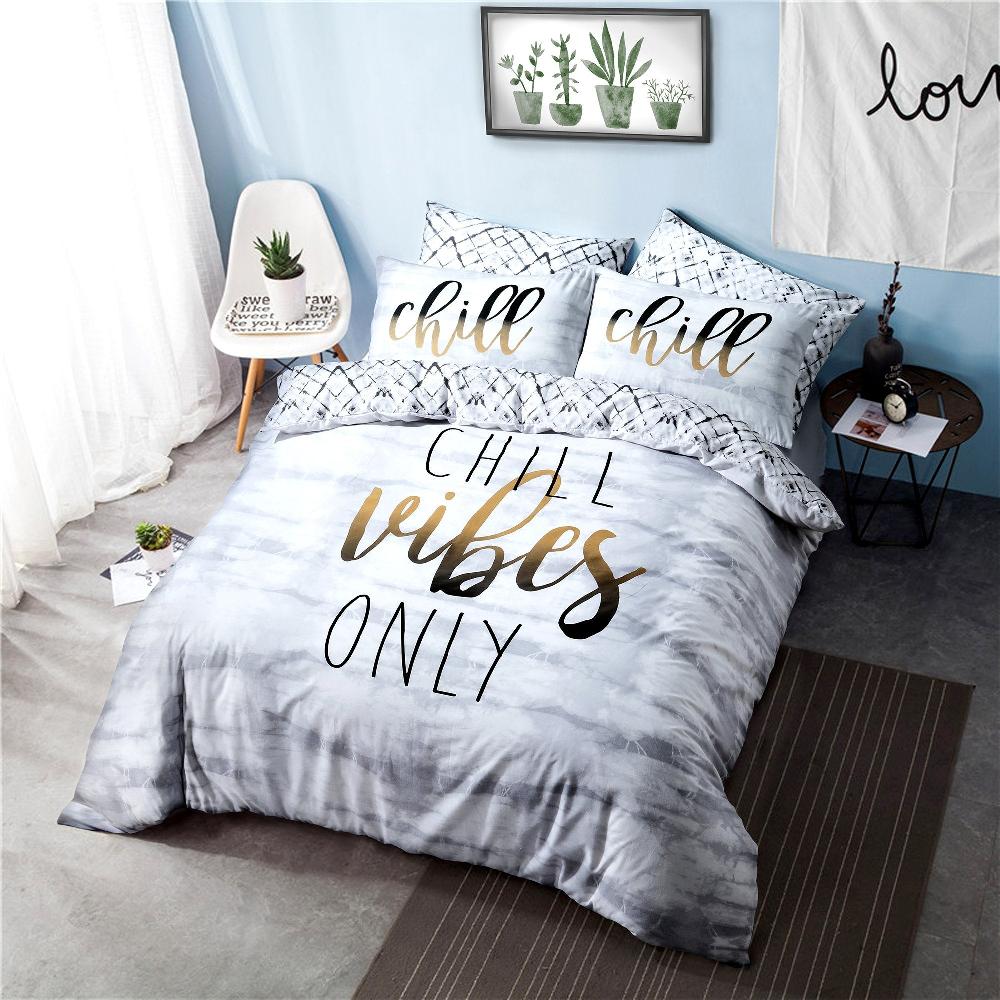 sleepdown "Chill Vibes Only" - Reversible Duvet Cover & Pillowcase Set