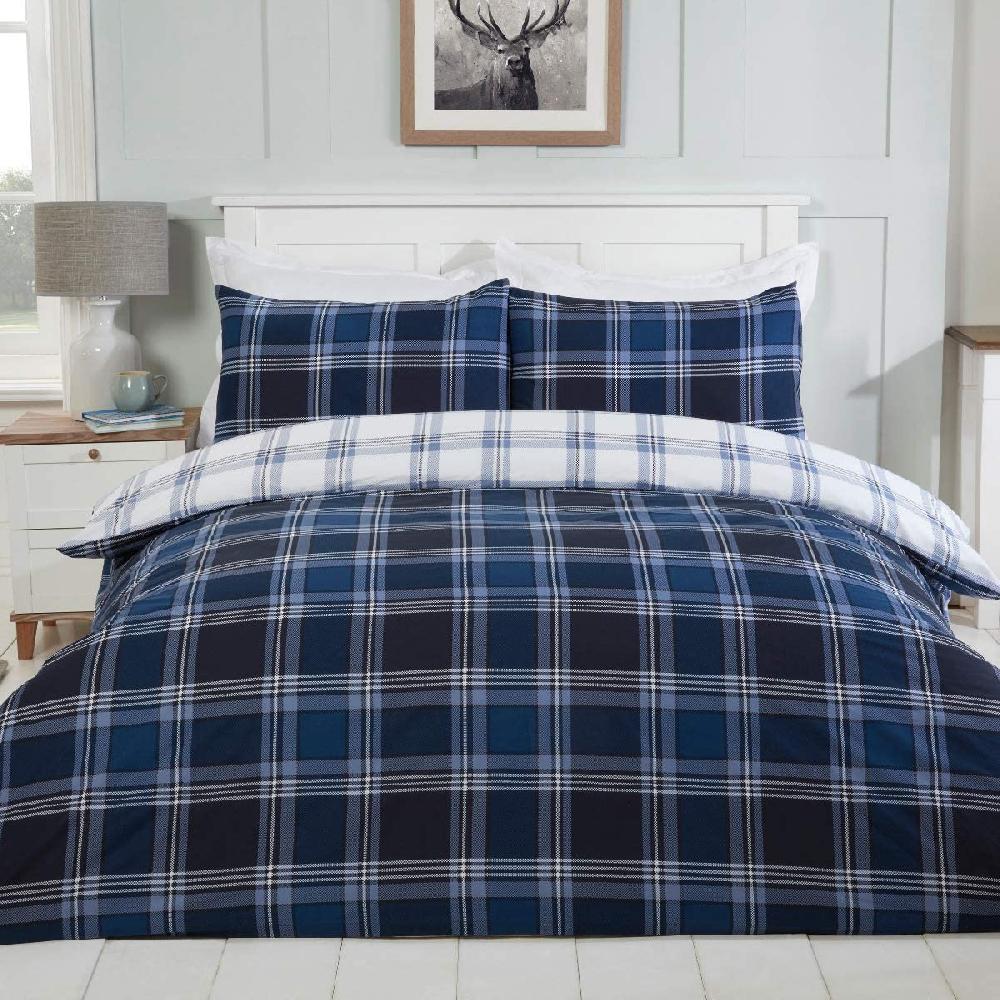 Sleepdown Country Check - Reversible Duvet Cover & Pillowcase Set